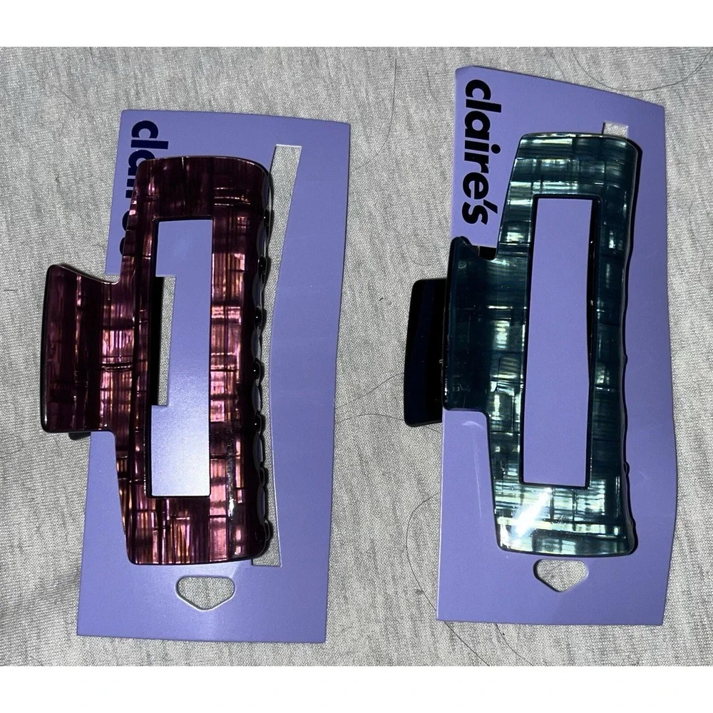 Teal and Pink Rectangle Hair Claw Clip‎ Set, 2 pieces, large, Claire's